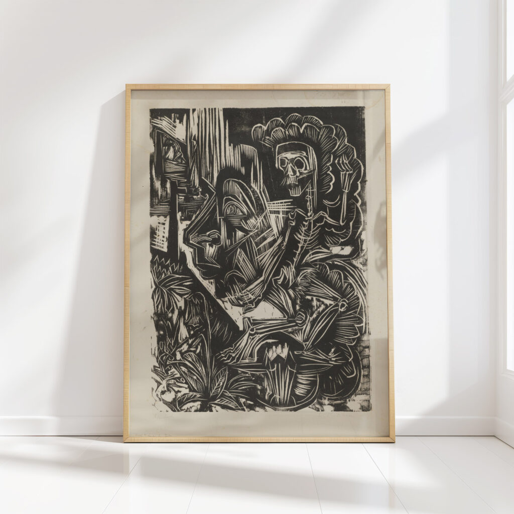 self portrait with dancing death 1917 1918 ernst ludwig kirchner high quality print