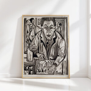self portrait woodcutting 1921 ernst ludwig kirchner high quality print