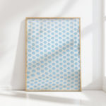 serene blue dot pattern wall art print for home decor