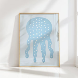 serene blue jellyfish illustration art print