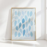 serene blue leaf pattern art print for modern decor