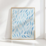 serene blue leaves artistic print for modern decor