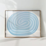 serene blue swirl abstract art print for home decor