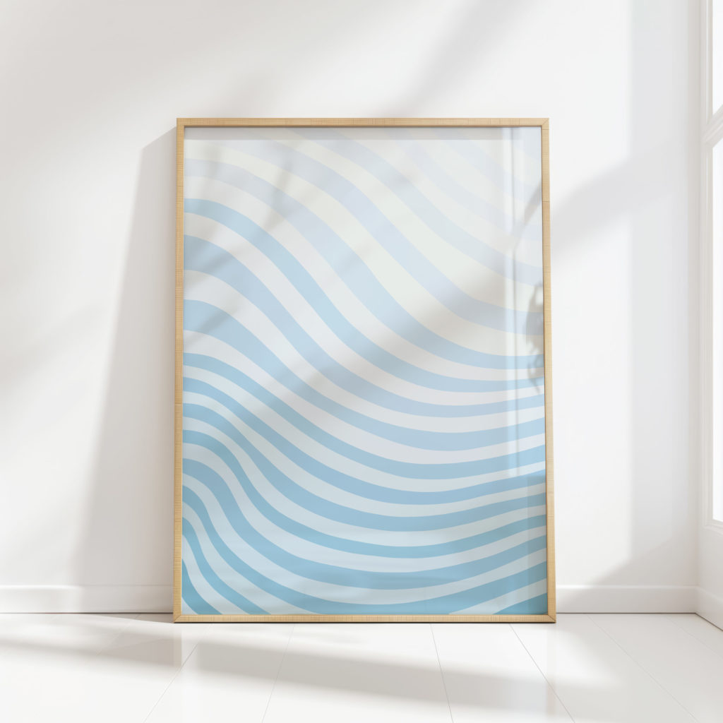 serene blue swirls artwork print for home decor