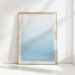 serene blue waves abstract art decorative print
