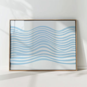 serene blue waves abstract art print