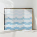 serene blue waves abstract art print for home decor