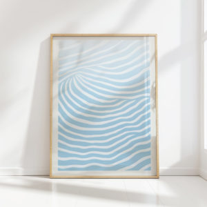 serene blue waves abstract art print for wall decor