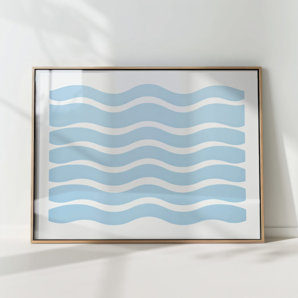 serene blue waves art print for modern home decor