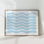 serene blue waves art print for modern home decor