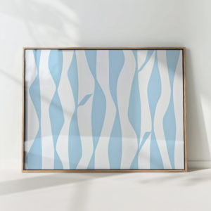 serene blue wavy lines art print for modern decor