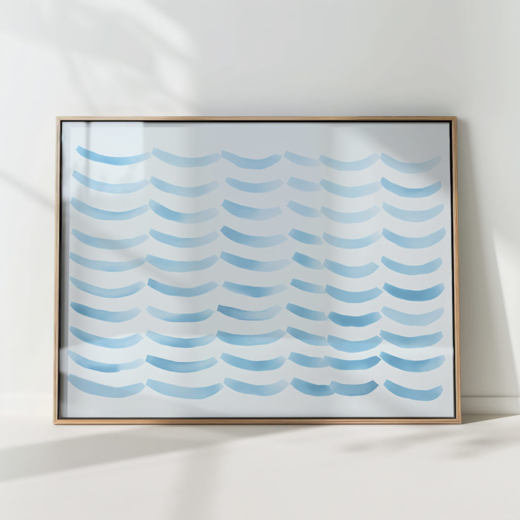 serene gradient wave print minimalist wall art