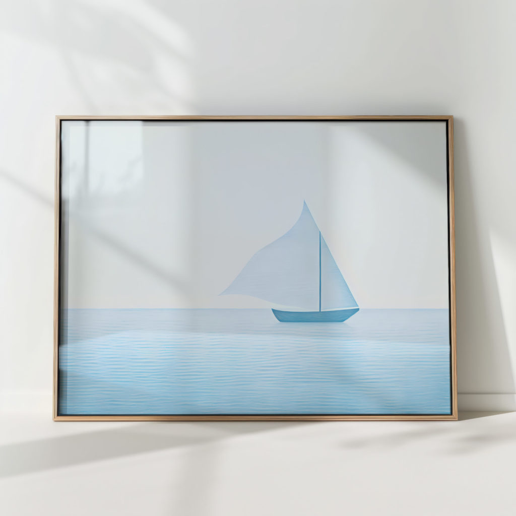 serene sailboat nautical ocean scene wall art print