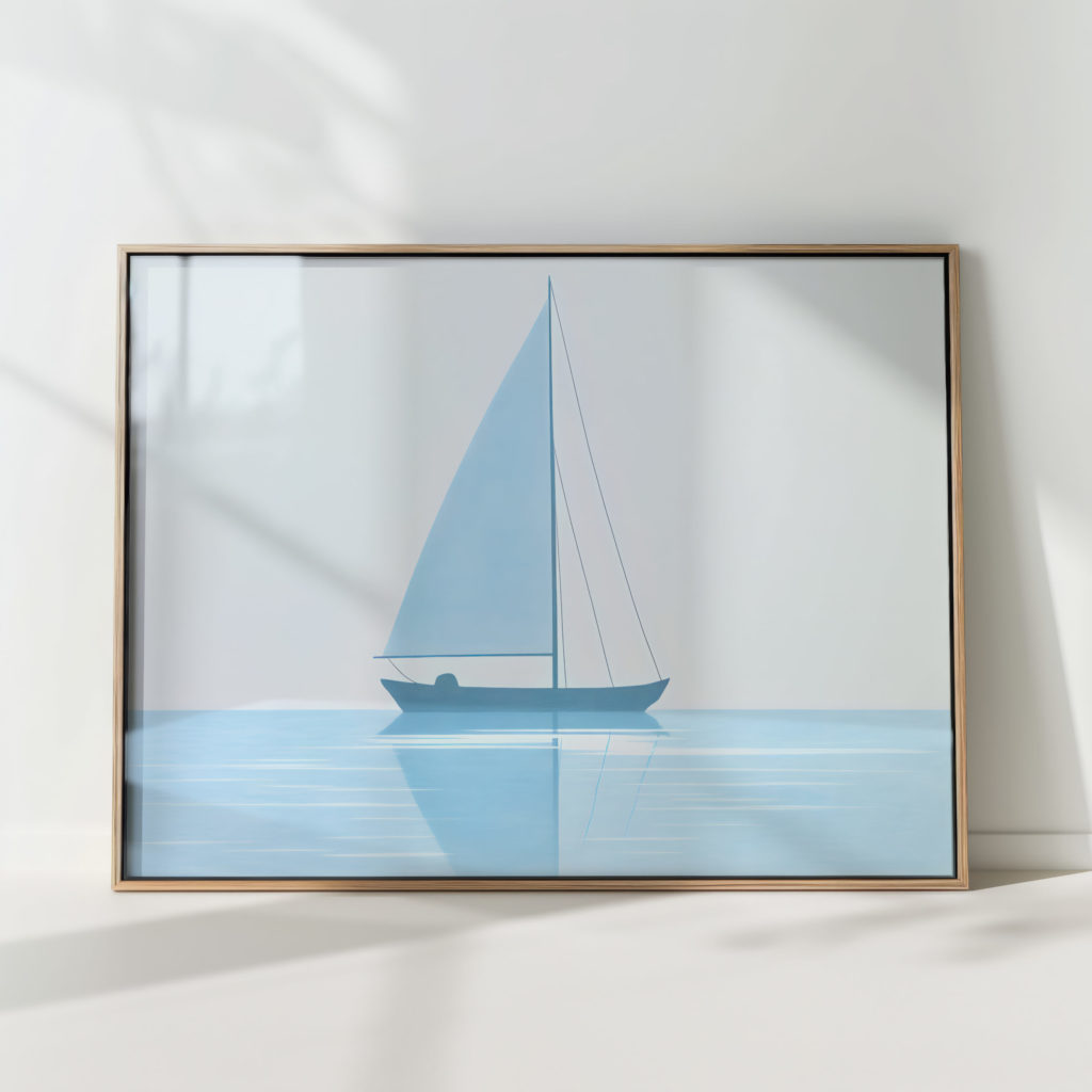 serene sailboat print nautical reflection artwork