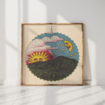 setting sun lantern design ca 1880 fabrik riethmuller high quality print