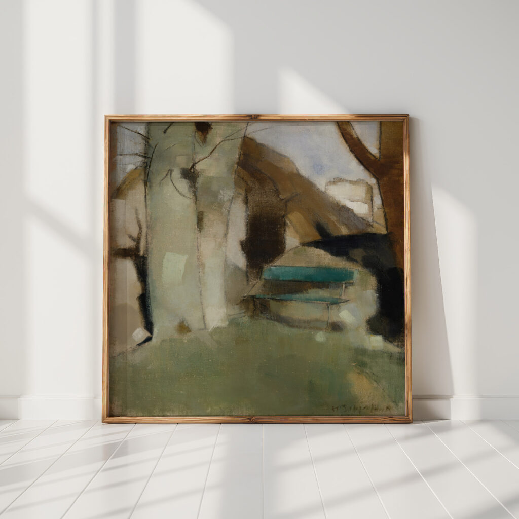 shadow on the wall ii green bench 1928 helene schjerfbeck high quality print
