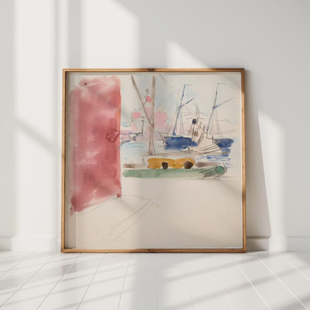 ships in the south harbor sketch akseli gallen kallela high quality print