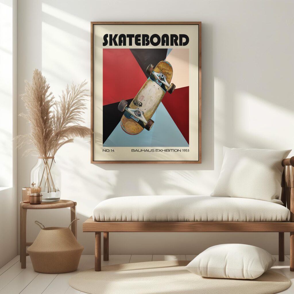skateboard mid century print vibrant geometric design 6