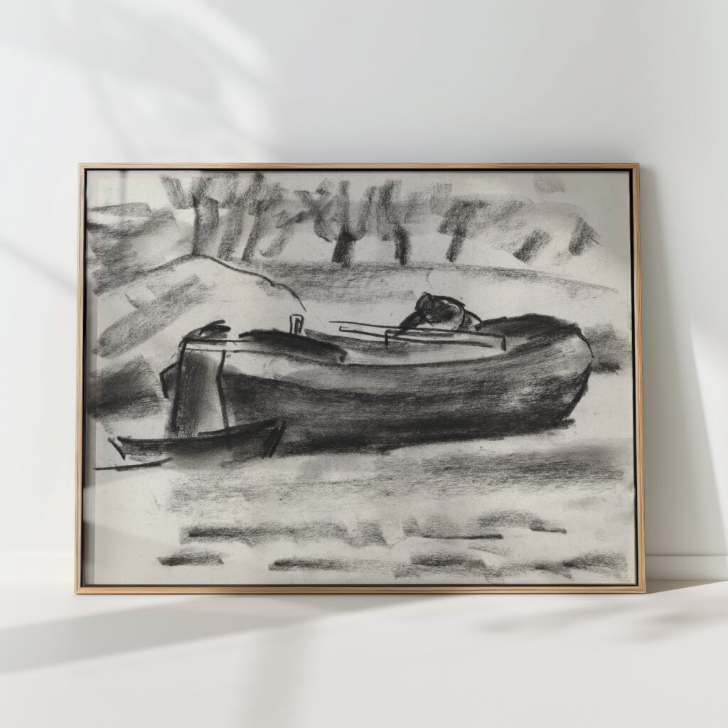 sketch sheet with a ship with a man on board 1 1891 leo gestel high quality print