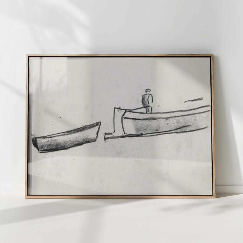 sketch sheet with a ship with a man on board 2 1891 leo gestel high quality print