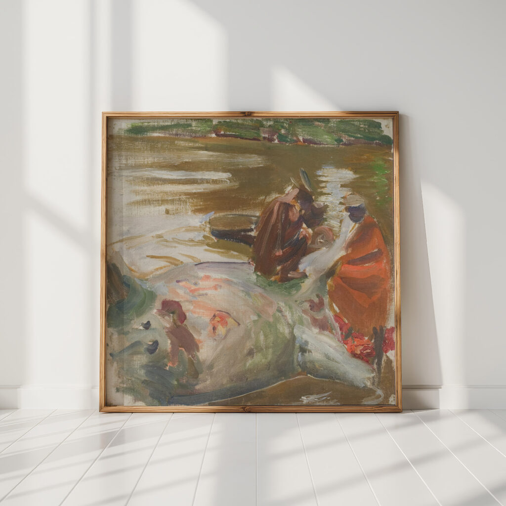 skinning a hippopotamus 1909 1910 akseli gallen kallela high quality print