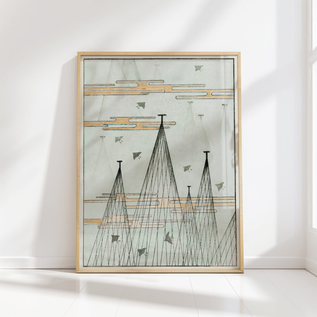 skyscape with birds flying watanabe seitei high quality print
