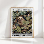 sloth william morris print floral poster