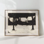 snowy square with two trees 1928 dick ket high quality print