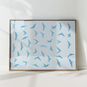 soaring birds silhouette art print for modern decor