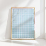 soothing blue gradient square grid art print