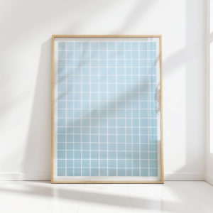 soothing blue gradient square grid art print