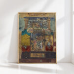 stage set consisting of painted panels fabrics and fans 1870 1890 robert caney high quality print