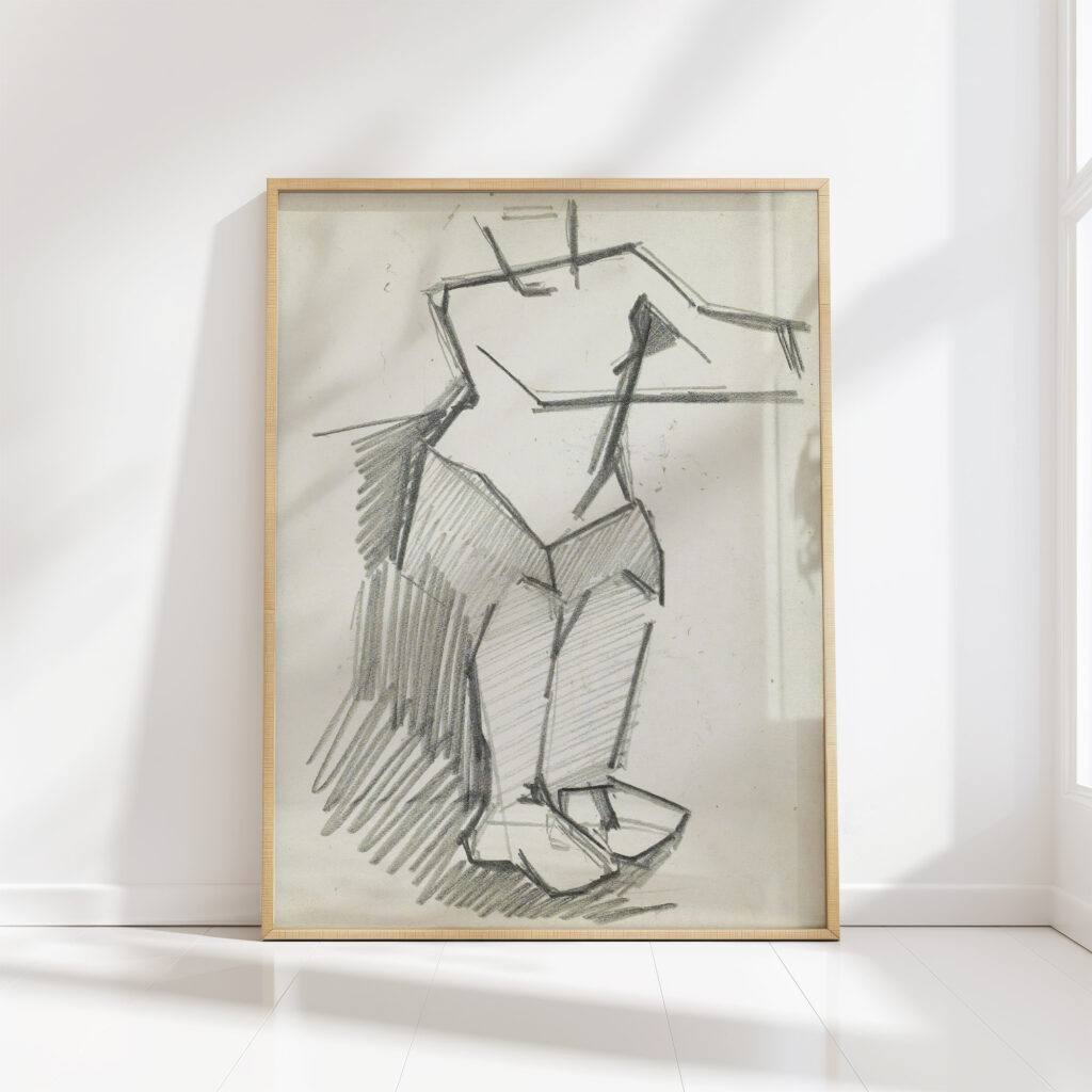 standing figure with bent knees and raised arms 1906 reijer stolk high quality print