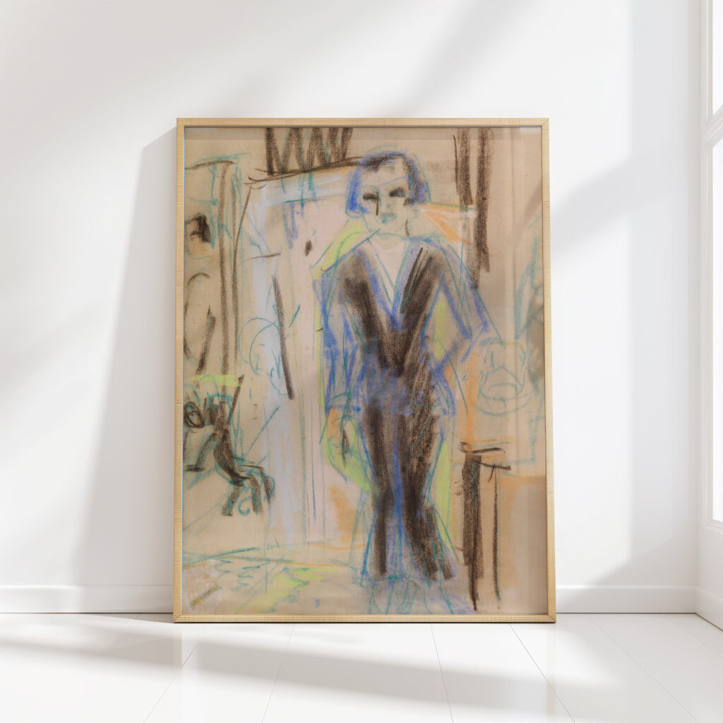 standing lady in evening dress 1918 ernst ludwig kirchner high quality print