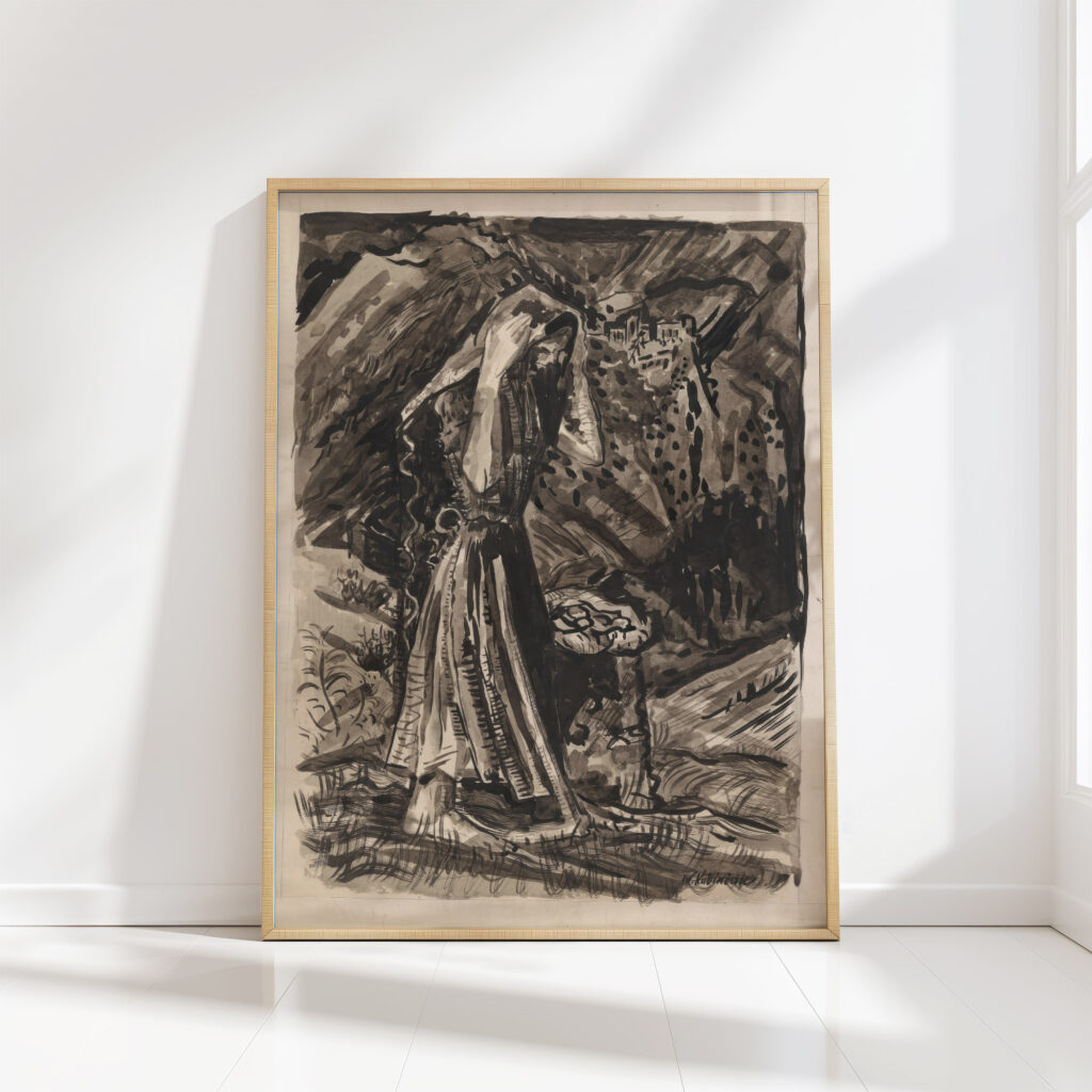 standing woman with a bag of potatoes 1940 arnold peter weisz kubincan high quality print