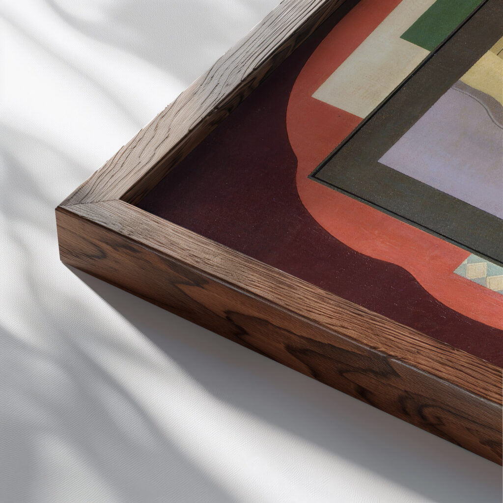 still life in front of the window 1925 Georges Valmier close up dark wood mockup