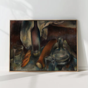 still life with bottles and baguettes 1909 hanns bolz high quality print