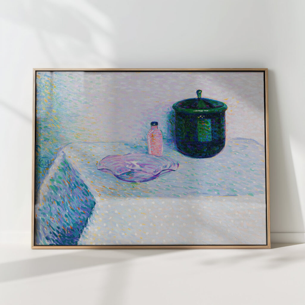 still life with bowl flask and lidded box 1904 curt herrmann high quality print