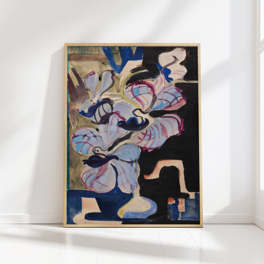 still life with orchids dancing dream creatures 1927 ernst ludwig kirchner high quality print