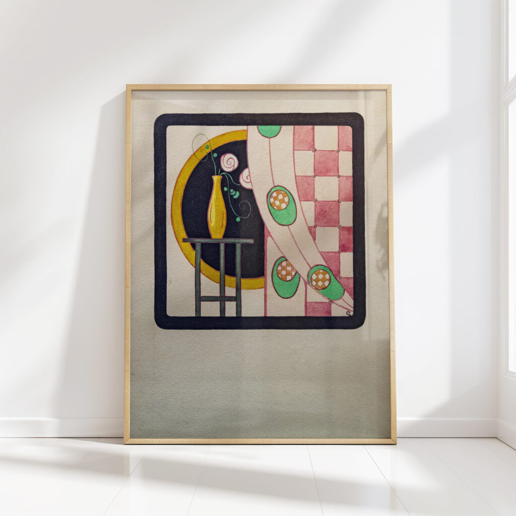 still life with vase and curtain georges gaudion high quality print