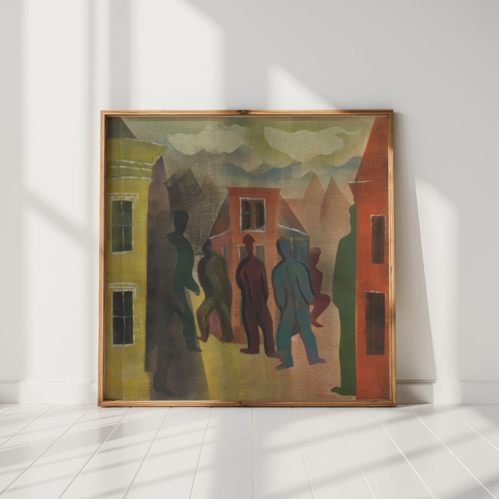 street scene with figures 1944 hendrik nicolaas werkman high quality print