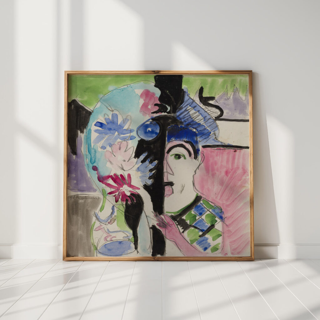study for miller head with flowers ca 1927 ernst ludwig kirchner high quality print