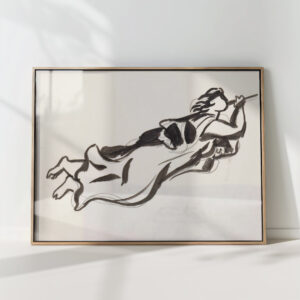 study sheet with floating woman with trumpet 1891 leo gestel high quality print