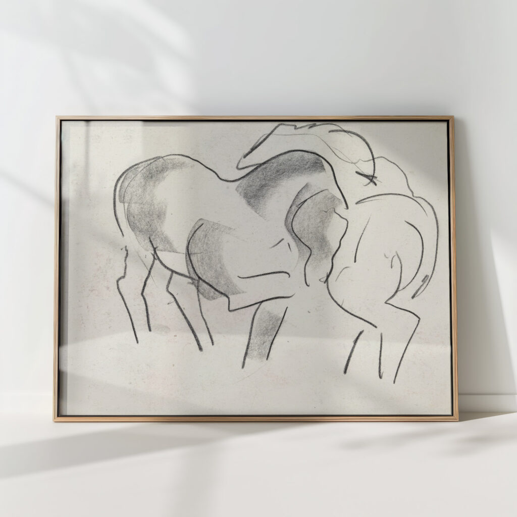 study sheet with horses 2 1891 leo gestel high quality print