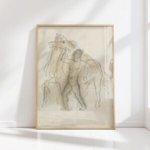 study sheet with man holding two horses in check 1891 leo gestel high quality print