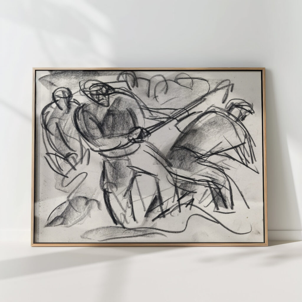 study sheet with men at work 1891 leo gestel high quality print