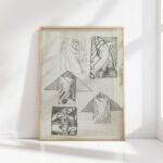 study sheet with various figures and animal heads 1906 reijer stolk high quality print