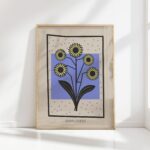 sunflowers mid century print bold graphic art
