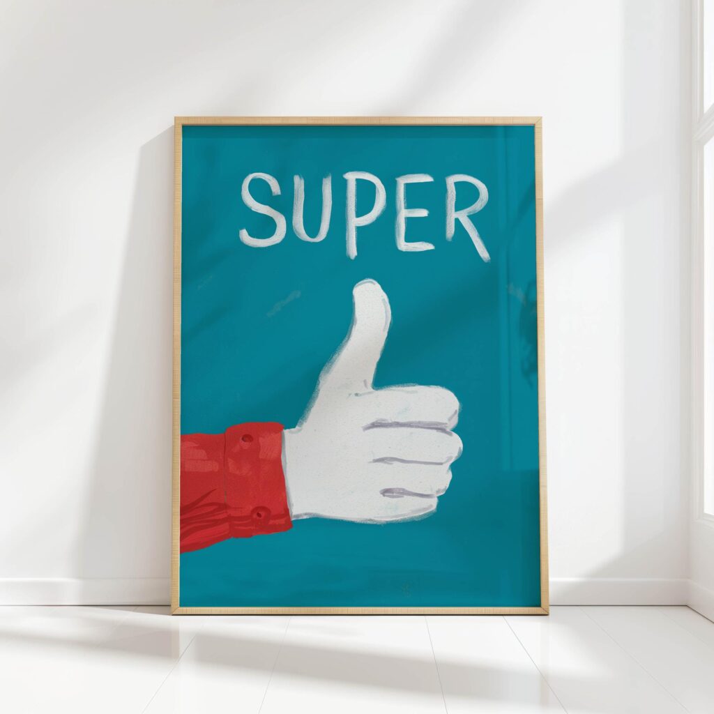 super typography print red thumbs up poster