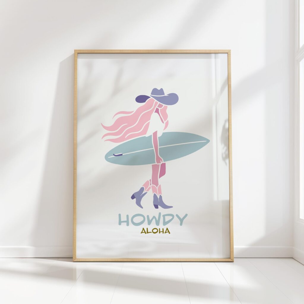 surfer girl aloha howdy minimalist art print